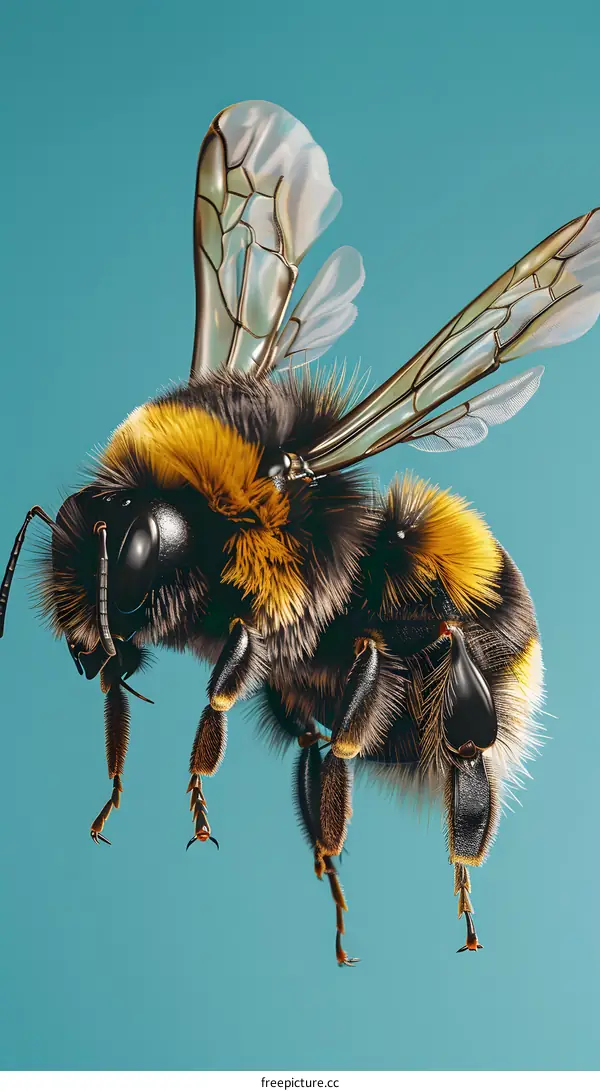 A bee with a blue background