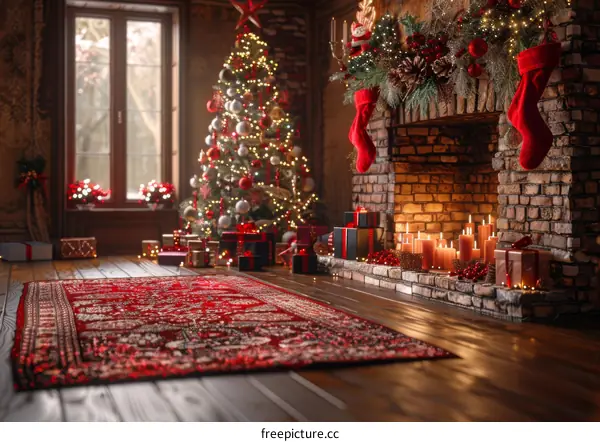 Cozy Christmas by the Fireplace