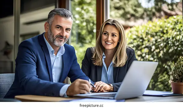 Business Colleagues Working Outdoor Cafe