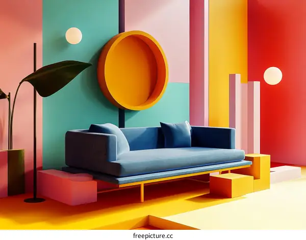 Colorful Modern Interior Design Illustration