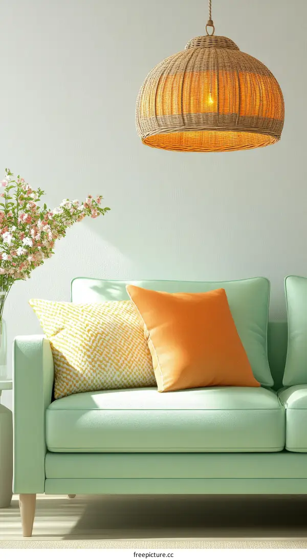 Modern Interior Design with a Soft Green Sofa