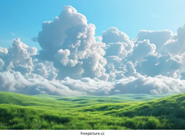 Beautiful Cloudscape Over a Lush Green Valley