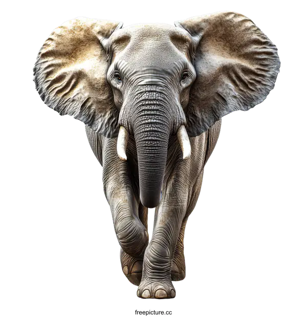 [Transparent Background PNG]Powerful African Elephant in Motion