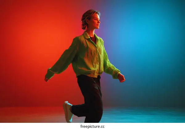 Stylish Woman in Neon Colors Fashion Portrait