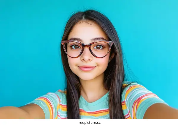 Teenage girl selfie against a vibrant backdrop