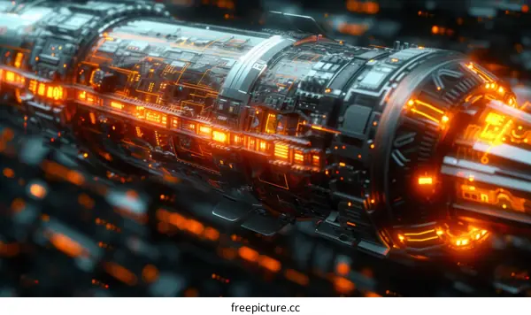 futuristic spaceship engine glowing with power