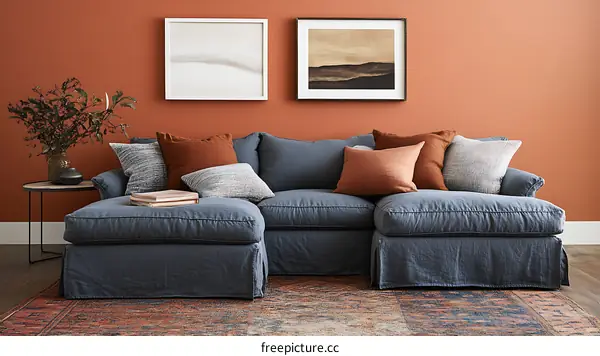 Modern Living Room Sectional Sofa with Cushions