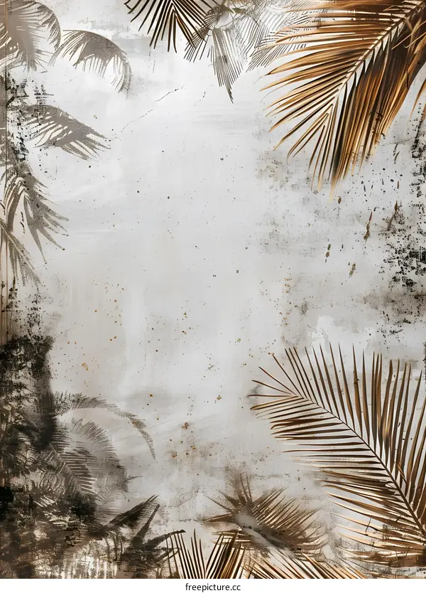 Tropical Palm Leaves on a Grunge Background