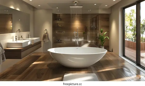Modern Luxury Bathroom with Bathtub and Shower