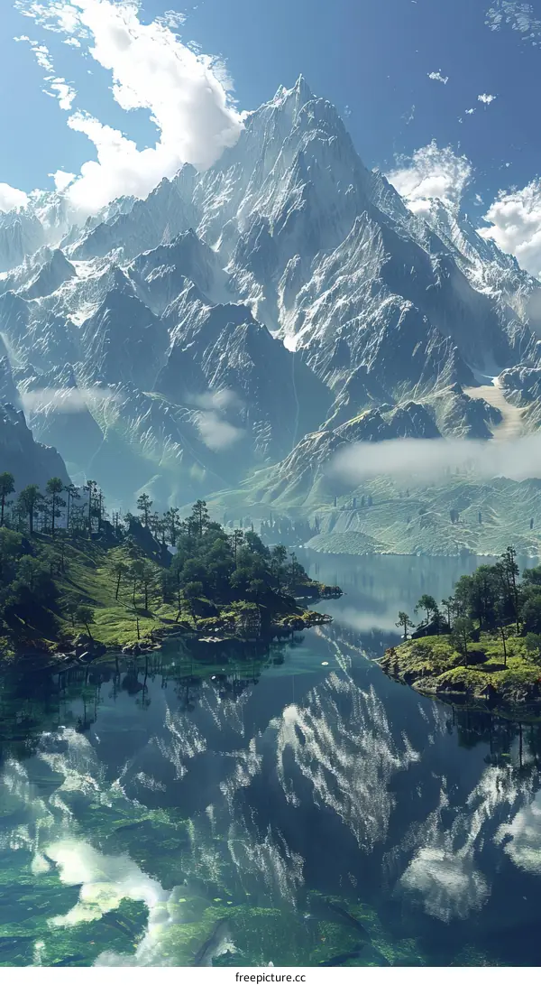 Majestic Mountain Peaks Reflected in Serene Lake