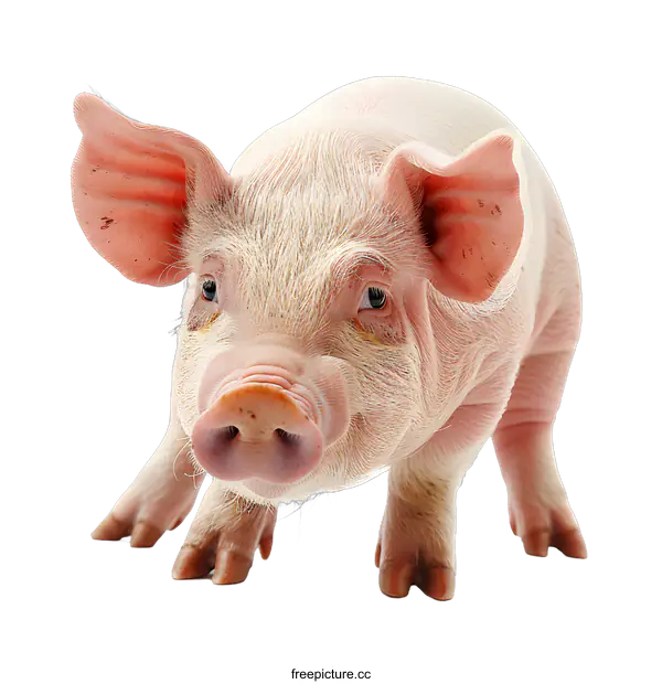 [Transparent Background PNG]A cute piglet isolated on a white background