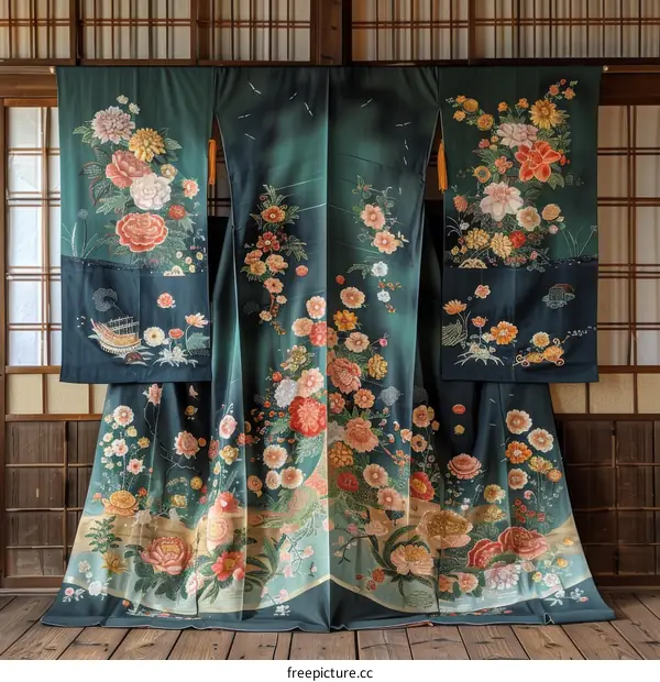 A kimono with a floral pattern