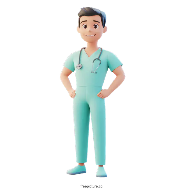 [Transparent Background PNG]Cartoon Doctor Illustration with Stethoscope