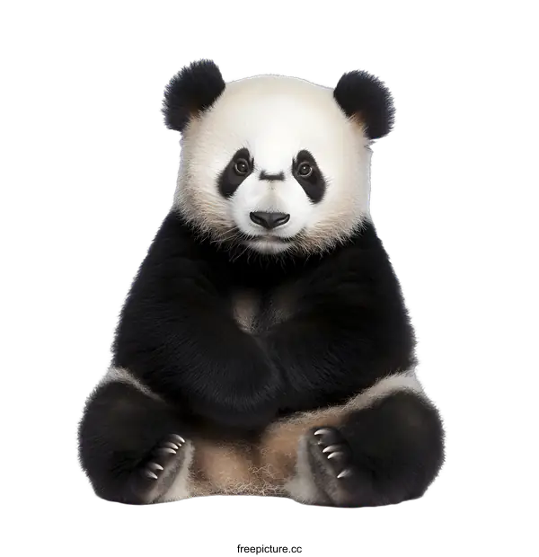 [Transparent Background PNG]Cute Panda Sitting On White Background