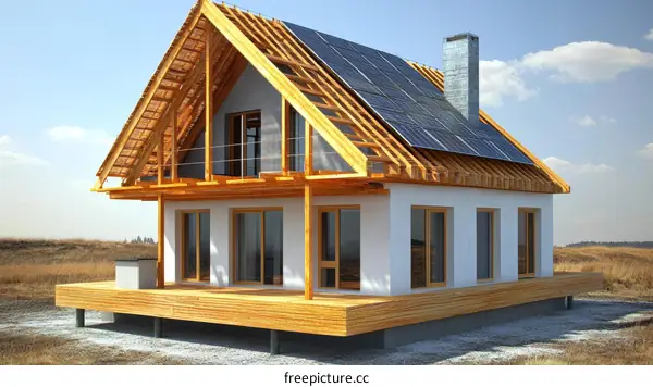 Modern Eco-Friendly House Under Construction