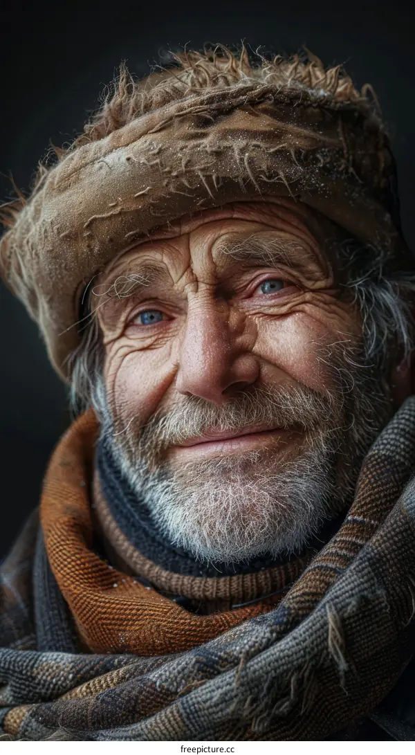 portrait of an old man with a beard and a head wrap
