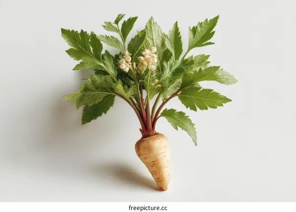 Elegant Parsnip Root with Fresh Greens