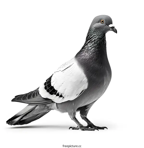 Side View of a Gray and White Pigeon