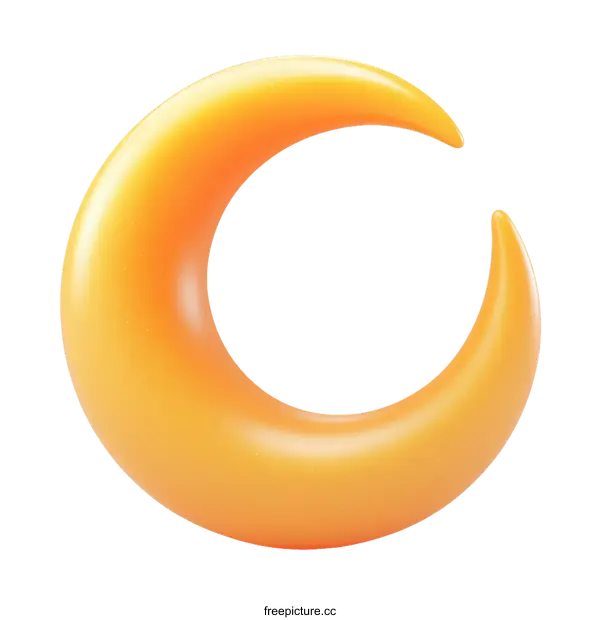 [Transparent Background PNG]Abstract Orange Crescent Moon Illustration