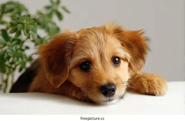 Adorable Puppy Resting on a Surface
