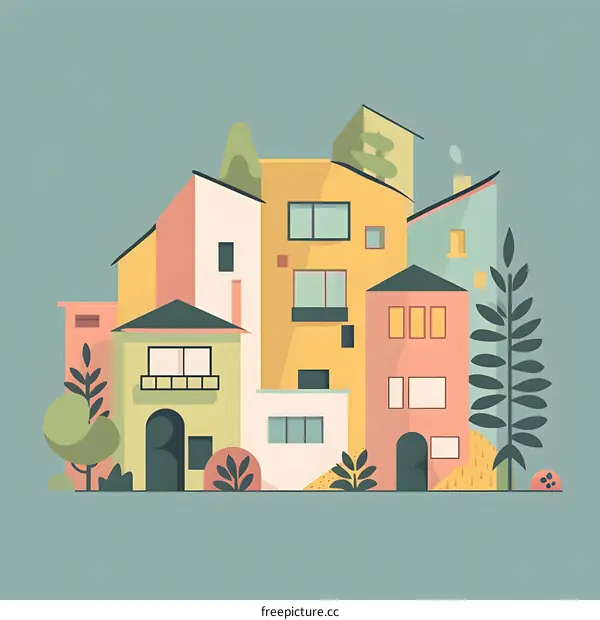 Colorful Modern Buildings Illustration