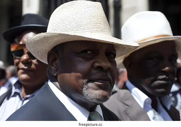African American Men Wearing Straw Hats