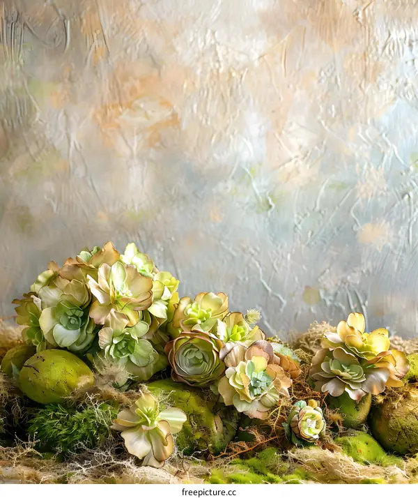 Succulents on a Mossy Background
