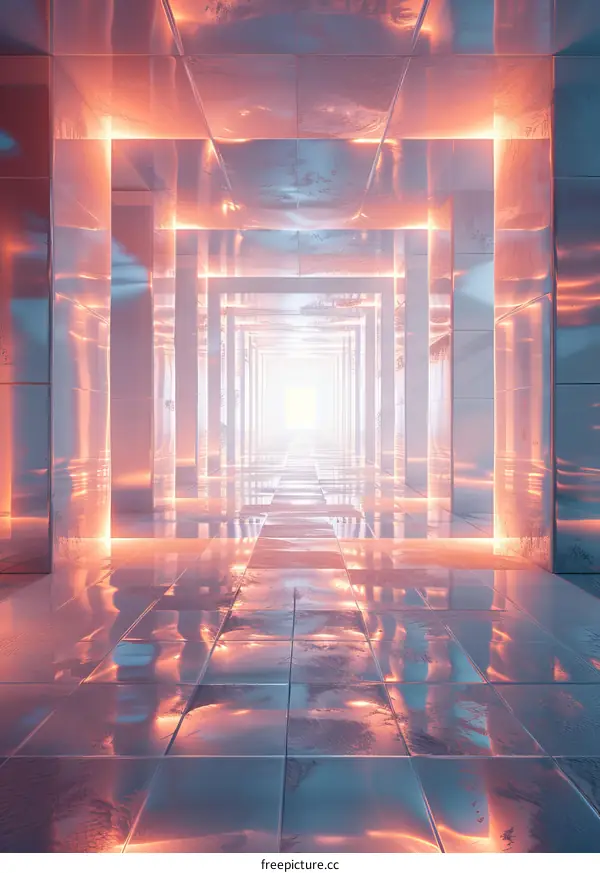Futuristic Glowing Corridor: Sci-Fi Architecture