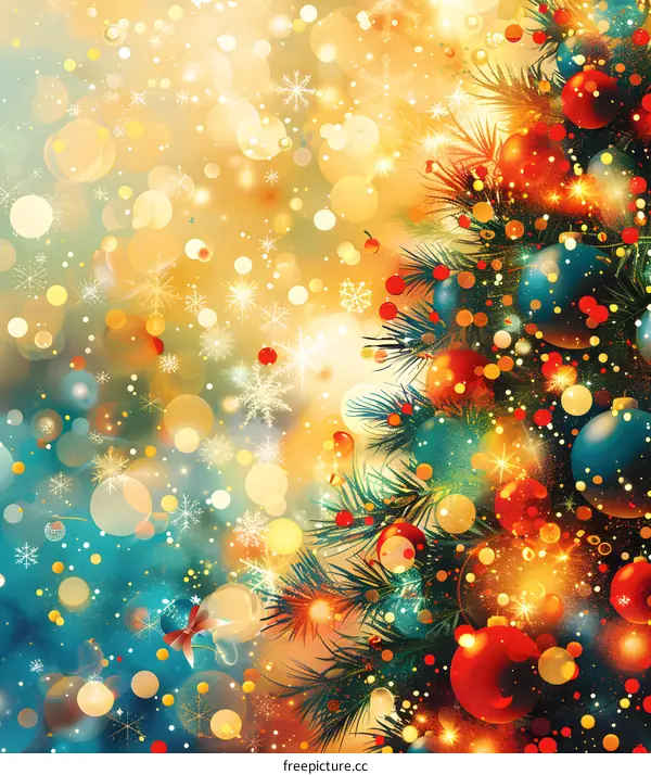 Christmas tree with ornaments and lights