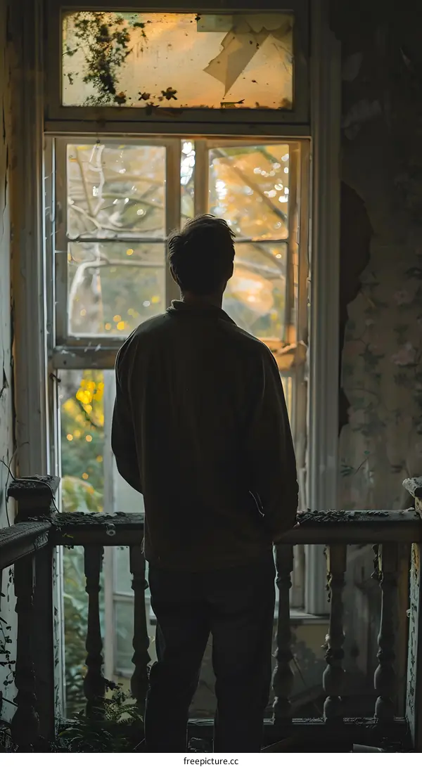 Man looking out a window