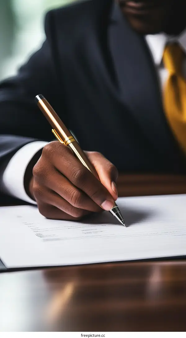 Black businessman signing a contract