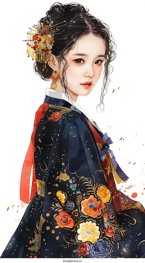 A beautiful Korean woman in traditional dress