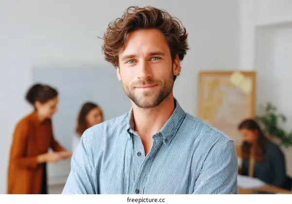 Confident Caucasian Male in a Meeting Room