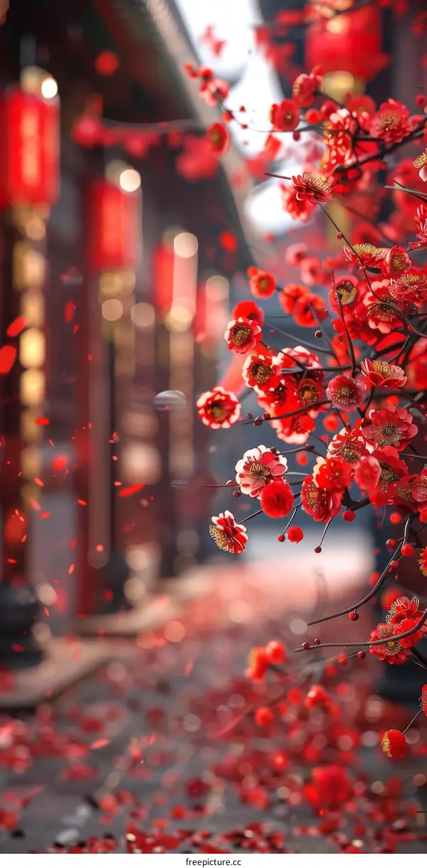 Exquisite Artistic Conception of Chinese Style Red Plum Blossoms
