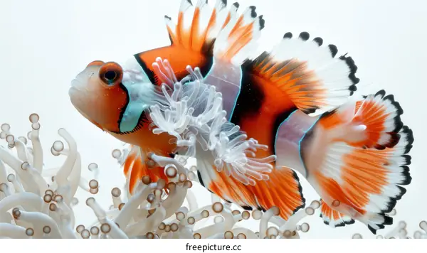 Clownfish with White Background: Vibrant Marine Beauty
