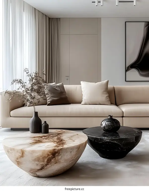 Modern Beige Living Room Interior Design