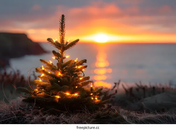 A Small Christmas Tree by the Sea