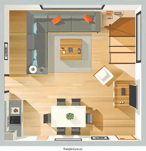 Top View Floor Plan of a Modern Apartment