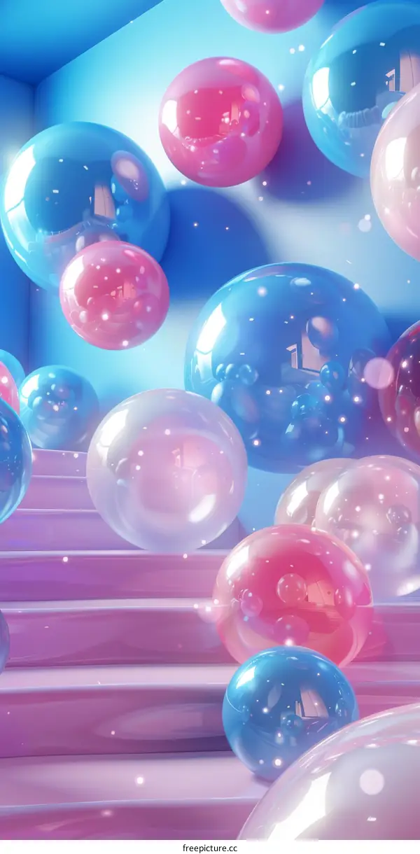 Abstract Colorful Bubble Stairway Illustration