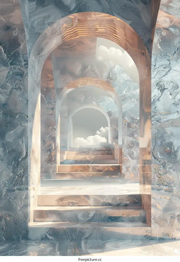 Surreal Marble Architecture with Stairway to Heaven