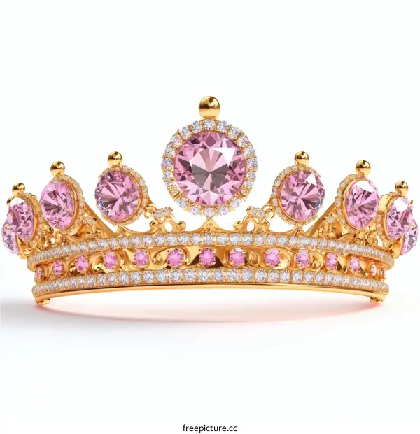 Luxurious Gold Crown with Pink Diamonds