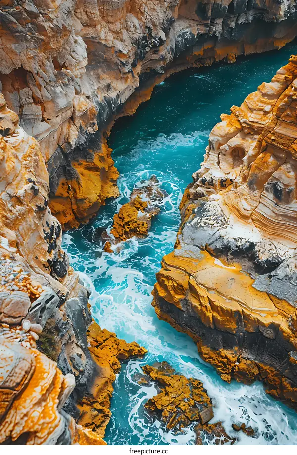 Sea Water Flowing Through Rocks