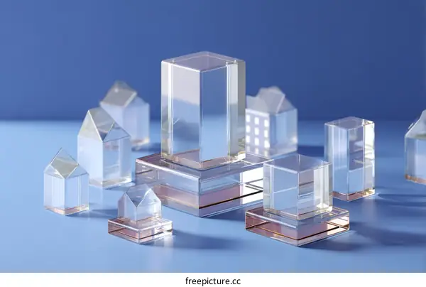 Transparent Glass Cityscape Miniature Model
