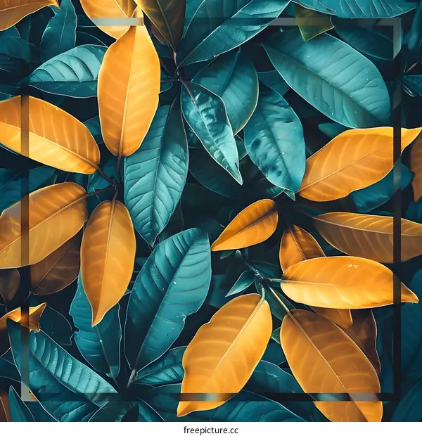 Green and Yellow Leaves Texture Background