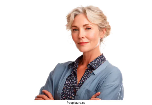 [Transparent Background PNG]Confident Senior Woman Portrait