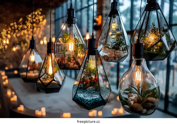 Modern Hanging Light Fixtures with Terrariums