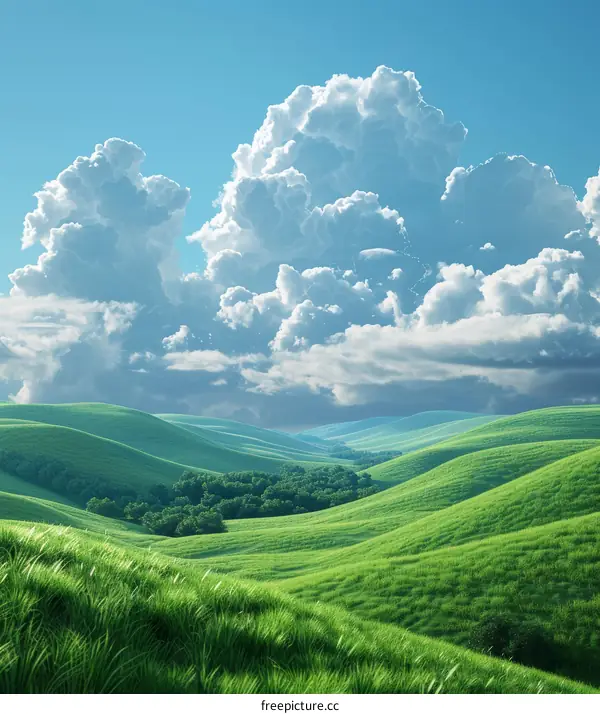 Rolling Hills Under a Cloudy Sky