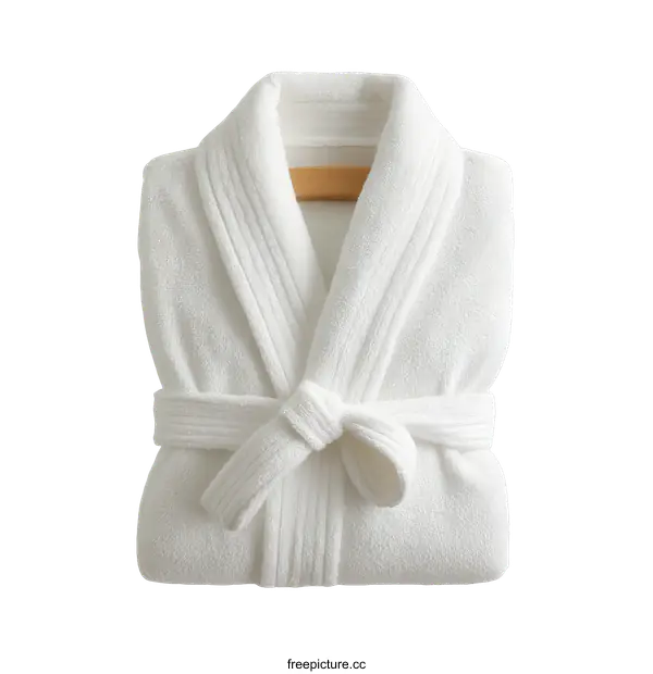 [Transparent Background PNG]Soft White Terry Bathrobe on Hanger