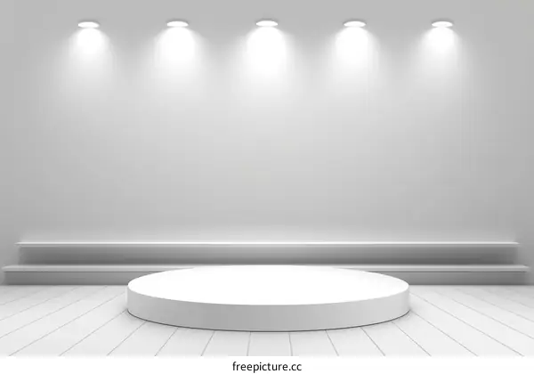 Empty White Display Podium with Spotlights