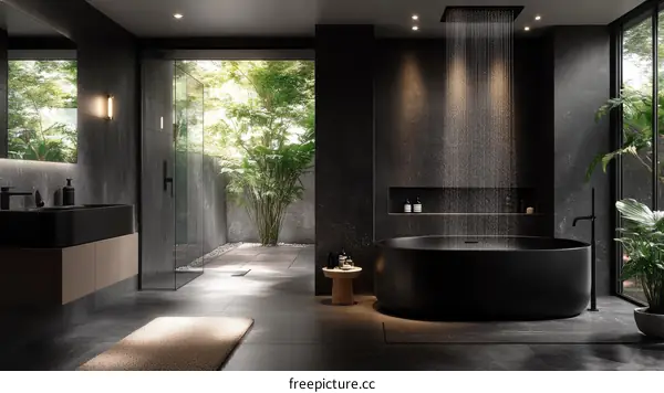 Modern Luxury Dark Bathroom Interior Design